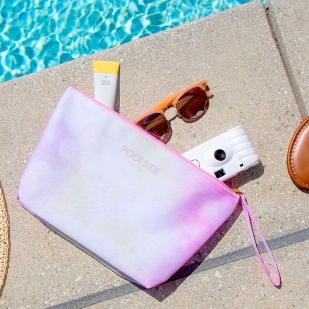 Poolside Water Proof Pink and White Clutch Zippered Bag